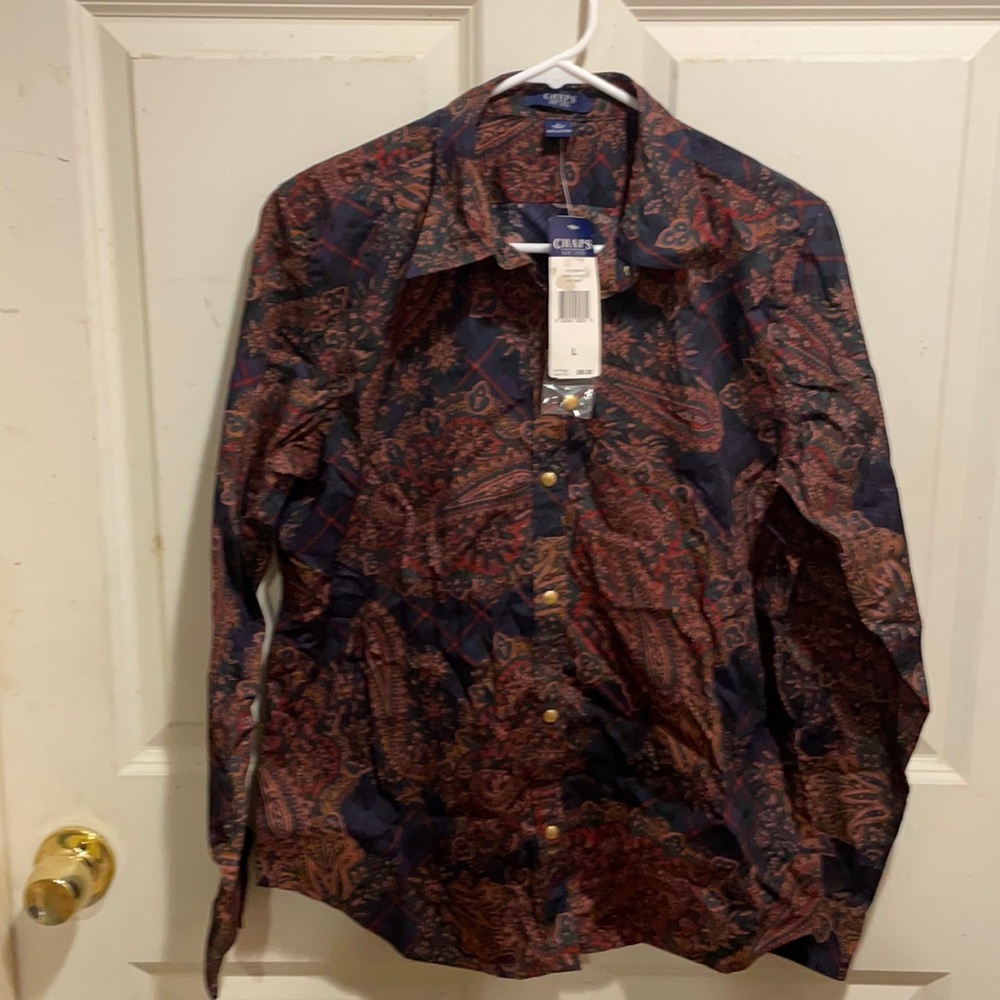 Chaps’s LS Large metal buttons down 100% cotton vintage